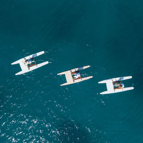 Three Schiller waterbikes from above — Budva Riviera